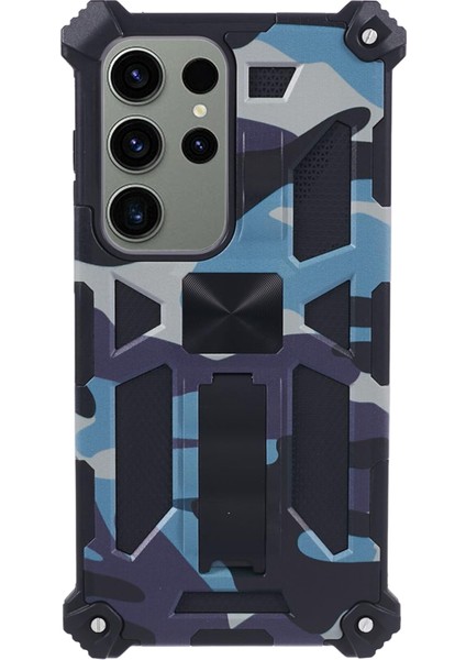 Samsung Galaxy S24 Ultra Kamuflaj Kickstand Plastik+Tpu Cep Telefonu Kapağı (Yurt Dışından)