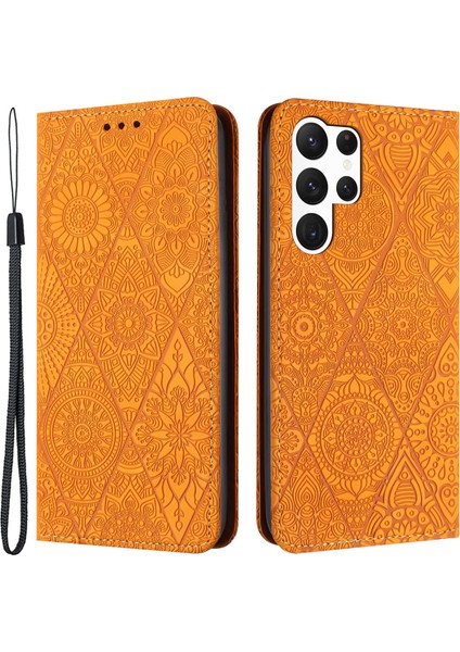 Samsung Galaxy S24 Ultra Baskılı Çiçek Cüzdan Telefon Kapağı (Yurt Dışından) fiyatları