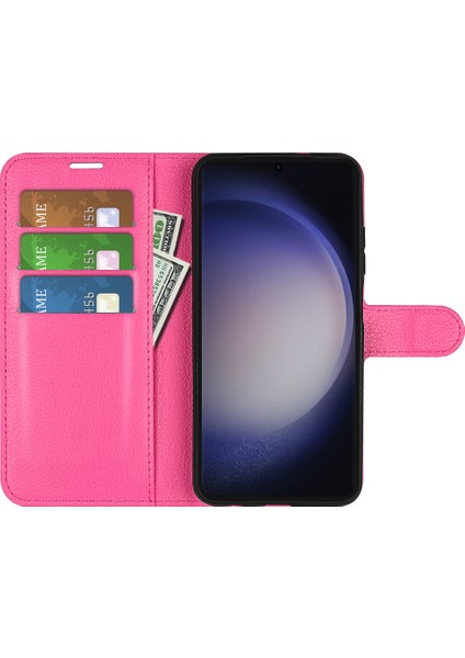 Galaxy S24 Ultra Litchi Doku Doku Cüzdan Telefon Kapağı Stand (Yurt Dışından)