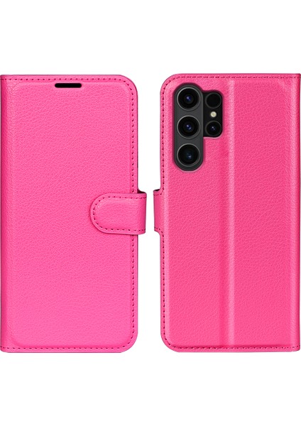 Galaxy S24 Ultra Litchi Doku Doku Cüzdan Telefon Kapağı Stand (Yurt Dışından)
