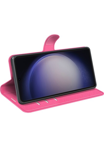 Galaxy S24 Ultra Litchi Doku Doku Cüzdan Telefon Kapağı Stand (Yurt Dışından)