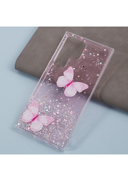 Samsung Galaxy S24 Ultra Tpu+Pvc Kılıfı Parıltı Epoksi Büyük Arka Lens Deliği Telefon Arka Kabuk (Yurt Dışından) modelleri