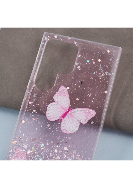 Samsung Galaxy S24 Ultra Tpu+Pvc Kılıfı Parıltı Epoksi Büyük Arka Lens Deliği Telefon Arka Kabuk (Yurt Dışından) fırsatları