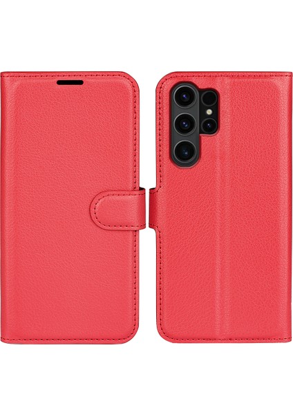 Samsung Galaxy S24 Ultra Litchi Doku Doku Cüzdan Telefon Kapağı Stand (Yurt Dışından)