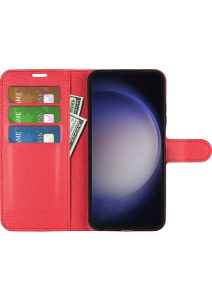 Samsung Galaxy S24 Ultra Litchi Doku Doku Cüzdan Telefon Kapağı Stand (Yurt Dışından)