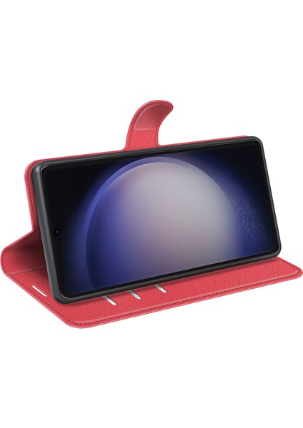 Samsung Galaxy S24 Ultra Litchi Doku Doku Cüzdan Telefon Kapağı Stand (Yurt Dışından)
