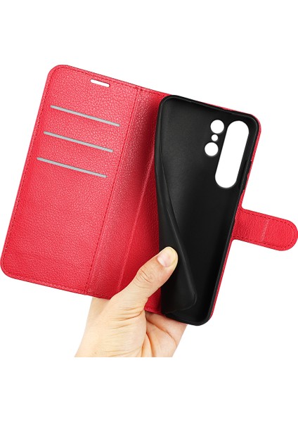 Samsung Galaxy S24 Ultra Litchi Doku Doku Cüzdan Telefon Kapağı Stand (Yurt Dışından)