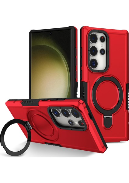 Galaxy S24 Ultra Tpu+Pc Ring Kickstand Shockproof Cover (Yurt Dışından)