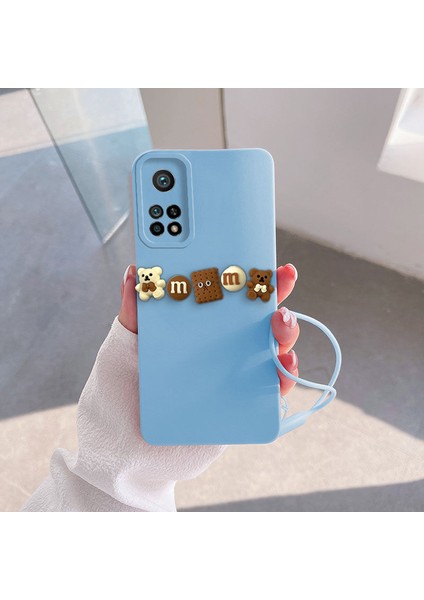 Xiaomi Mi 10T 5g Uyumlu Kılıf Love Bear Silikon Kılıf Kahverengi + Açık Mavi