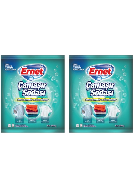 Çamaşır Sodası Limon Kokusuyla 500 gr x 2'li 100 Yıkama Beyazlar ve Renkliler İçin