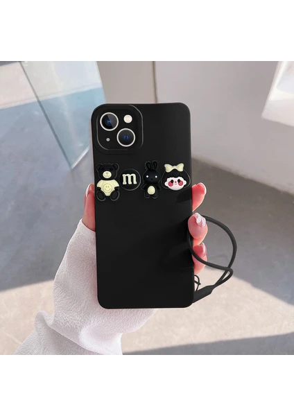 Apple iPhone 15 Plus Uyumlu Kılıf Love Bear Silikon Kılıf Siyah