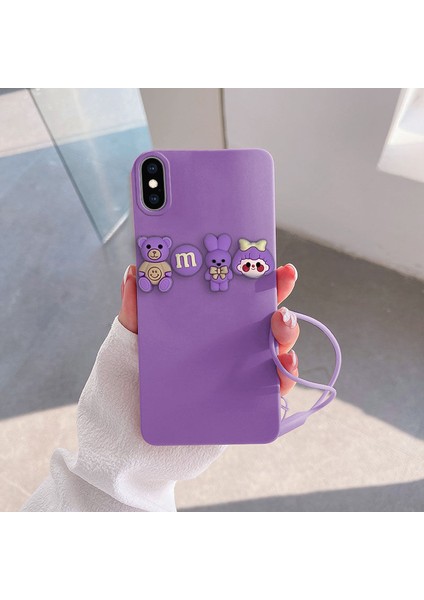 Apple iPhone x Uyumlu Kılıf Love Bear Silikon Kılıf Lila