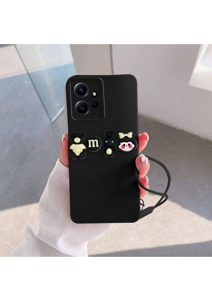 Xiaomi Redmi Note 12 Uyumlu Kılıf Love Bear Silikon Kılıf Siyah