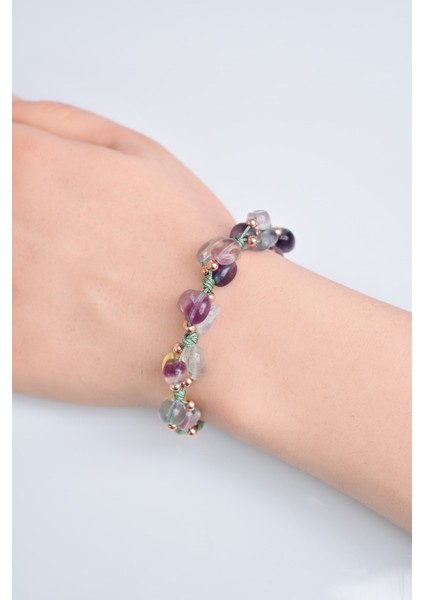 Florit Doğal Taş Üçlü Makrome Özel Tasarım Bileklik modelleri