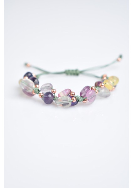 Florit Doğal Taş Üçlü Makrome Özel Tasarım Bileklik fırsatları