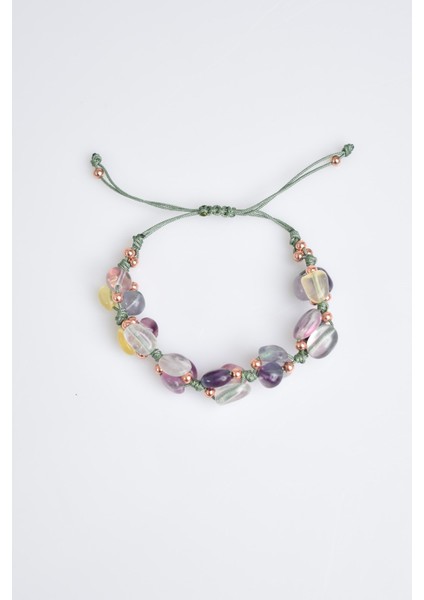 Florit Doğal Taş Üçlü Makrome Özel Tasarım Bileklik indirimleri