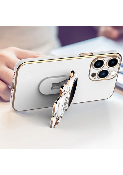 Apple iPhone 12 Pro Uyumlu Kılıf Standlı Astronot Silikon Kılıf Beyaz fiyatları