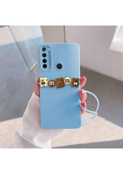 Xiaomi Redmi Note 8 Uyumlu Kılıf Love Bear Silikon Kılıf Kahverengi + Açık Mavi