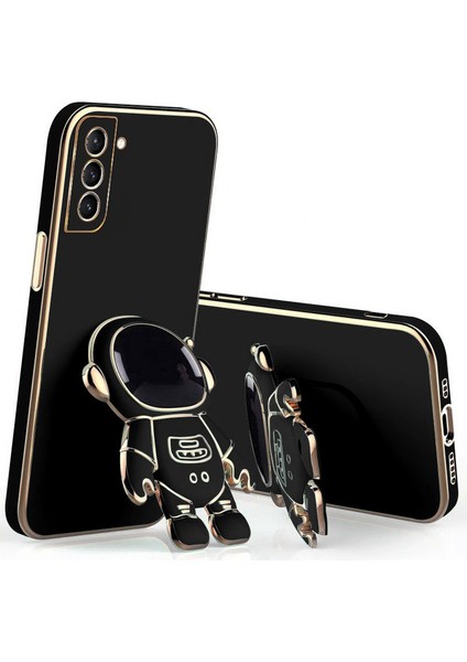 Samsung Galaxy S23 Plus Uyumlu Kılıf Standlı Astronot Silikon Kılıf Siyah