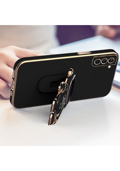 Samsung Galaxy S23 Plus Uyumlu Kılıf Standlı Astronot Silikon Kılıf Siyah