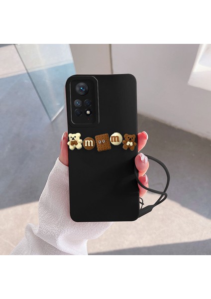 Xiaomi Redmi Note 11 Uyumlu Kılıf Love Bear Silikon Kılıf Siyah + Kahverengi