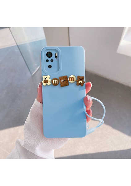 Xiaomi Redmi Note 10 Uyumlu Kılıf Love Bear Silikon Kılıf Kahverengi + Açık Mavi