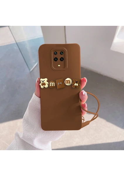 Xiaomi Redmi Note 9 Pro Uyumlu Kılıf Love Bear Silikon Kılıf Kahverengi