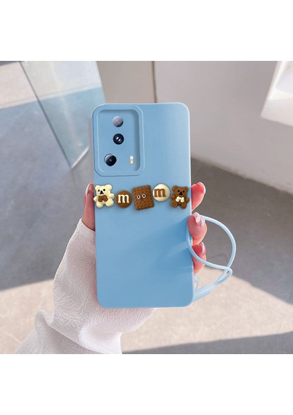 Xiaomi Mi 13 Lite Uyumlu Kılıf Love Bear Silikon Kılıf Kahverengi + Açık Mavi