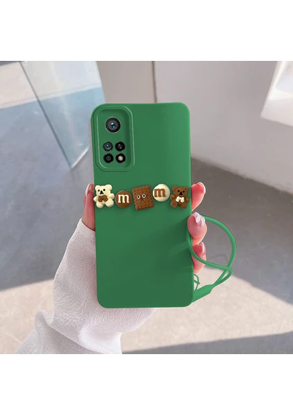 Xiaomi Mi 10T Uyumlu Kılıf Love Bear Silikon Kılıf Kahverengi + Yeşil