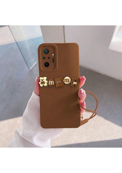 Xiaomi Redmi Note 10 Pro Uyumlu Kılıf Love Bear Silikon Kılıf Kahverengi