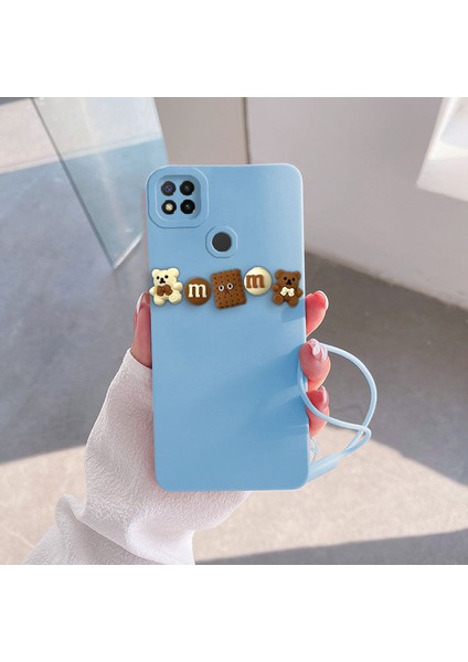 Xiaomi Redmi 9c Uyumlu Kılıf Love Bear Silikon Kılıf Kahverengi + Açık Mavi