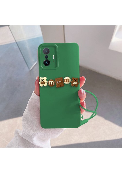 Xiaomi Mi 11T Uyumlu Kılıf Love Bear Silikon Kılıf Kahverengi + Yeşil