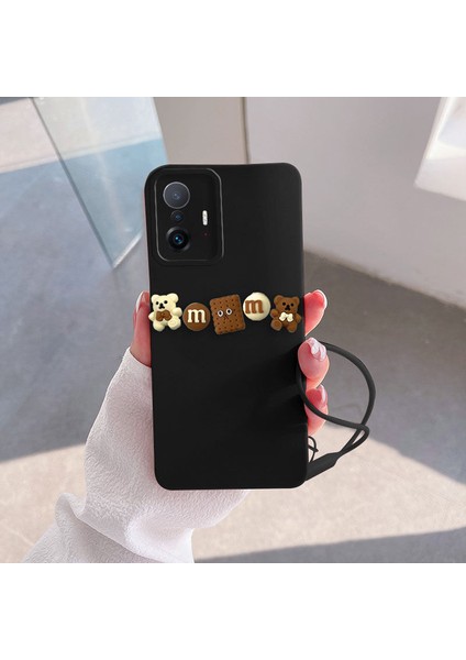 Xiaomi Mi 11T Uyumlu Kılıf Love Bear Silikon Kılıf Siyah + Kahverengi