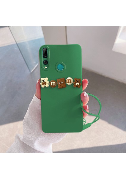 Huawei Y9 Prime 2019 Uyumlu Kılıf Love Bear Silikon Kılıf Kahverengi + Yeşil