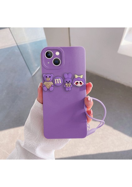 Apple iPhone 15 Plus Uyumlu Kılıf Love Bear Silikon Kılıf Lila