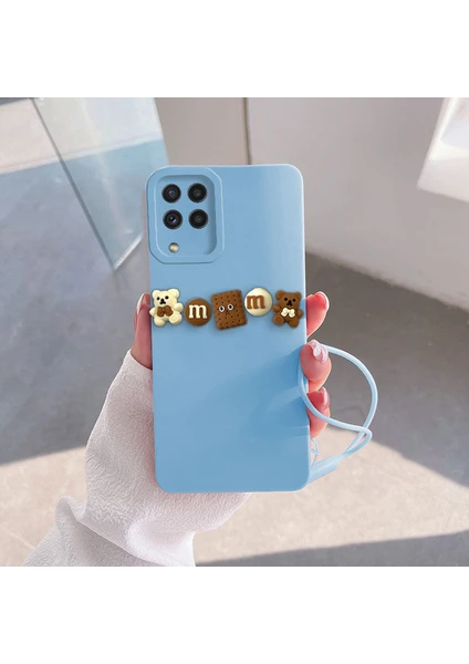 Huawei P40 Lite Uyumlu Kılıf Love Bear Silikon Kılıf Kahverengi + Açık Mavi