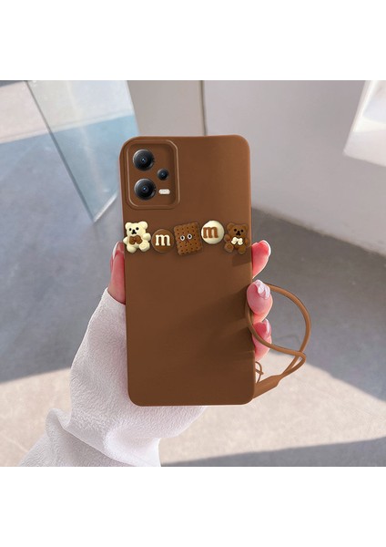 Xiaomi Poco X5 5g Uyumlu Kılıf Love Bear Silikon Kılıf Kahverengi