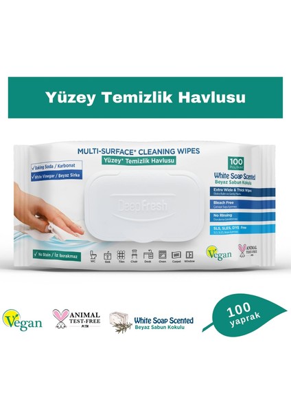 Iz Bırakmaz Yüzey Temizleme Havlusu Karbonat & Beyaz Sirke 100 Yaprak