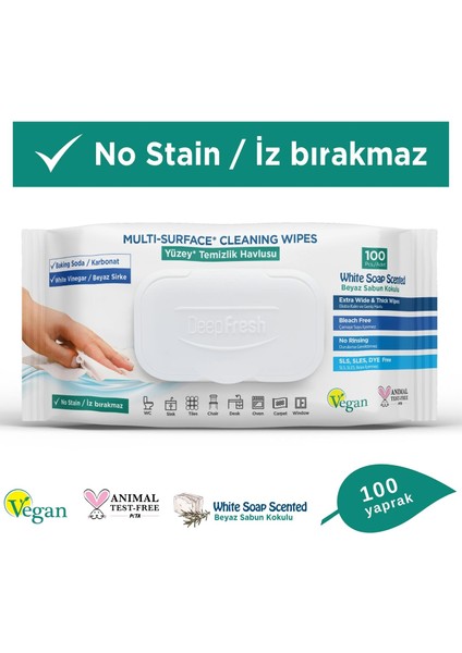 Iz Bırakmaz Yüzey Temizleme Havlusu Karbonat & Beyaz Sirke 100 Yaprak