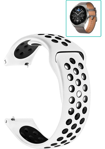 Huawei Watch Gt3 Pro 46MM Akıllı Saat Uyumlu Kordon Yumuşak Dokulu Delikli Desenli Silikon Kayış