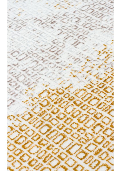 Sateen ST108 Cream Gold Hav Toz Vermez Yıkanabilir Kaymaz Ince Dokuma Modern Halı fırsatları
