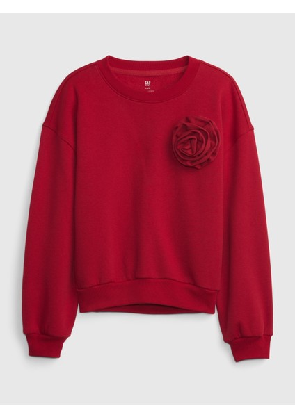 Kız Çocuk Çiçek Motifli Sweatshirt