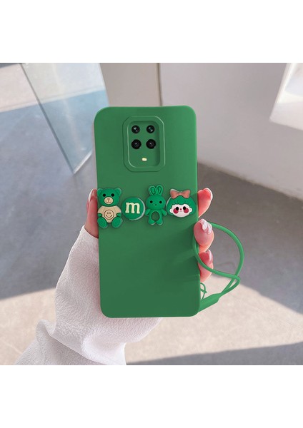 Xiaomi Redmi Note 9s Uyumlu Kılıf Love Bear Silikon Kılıf Açık Yeşil