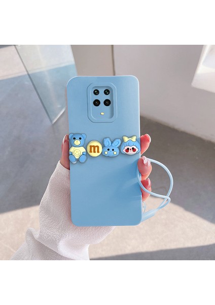 Xiaomi Redmi Note 9s Uyumlu Kılıf Love Bear Silikon Kılıf Açık Mavi