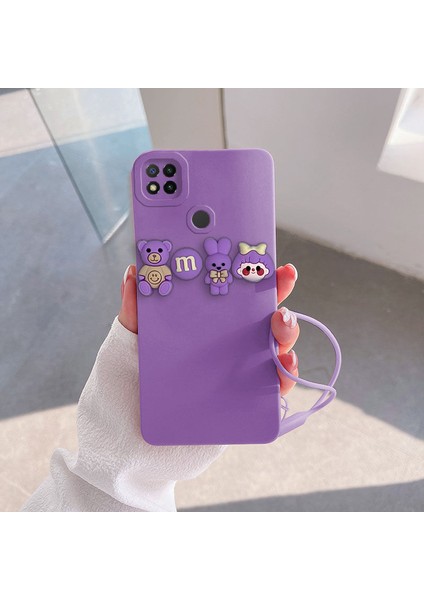 Xiaomi Redmi 9c Uyumlu Kılıf Love Bear Silikon Kılıf Lila