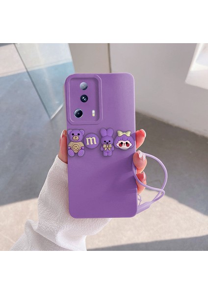 Xiaomi Mi 13 Lite Uyumlu Kılıf Love Bear Silikon Kılıf Lila