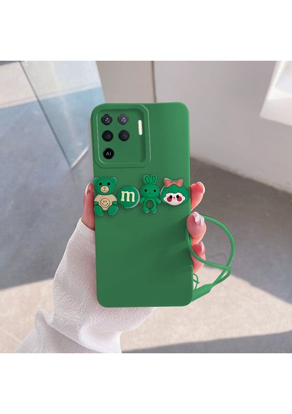 Oppo Reno 5 Lite Uyumlu Kılıf Love Bear Silikon Kılıf Açık Yeşil