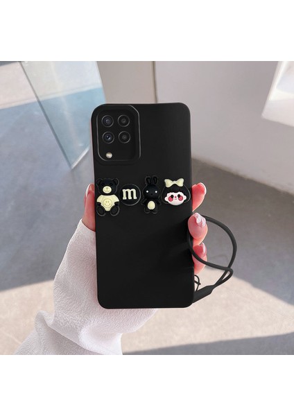 Samsung Galaxy M12 Uyumlu Kılıf Love Bear Silikon Kılıf Siyah