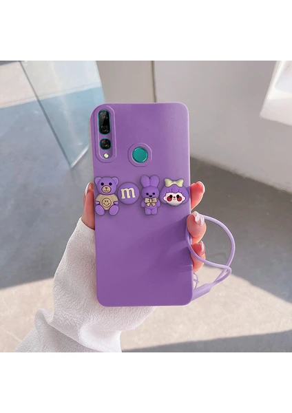 Huawei Y9 Prime 2019 Uyumlu Kılıf Love Bear Silikon Kılıf Lila