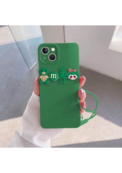 Apple iPhone 14 Uyumlu Kılıf Love Bear Silikon Kılıf Açık Yeşil